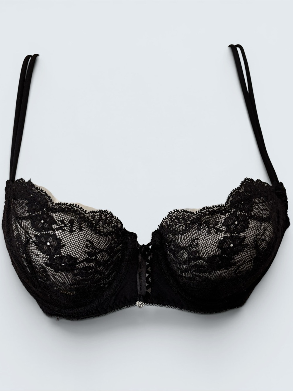 Victoria’s Secret Demi Bra Black Sheer Lace Cups Sexy Size 34C